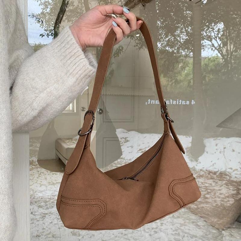 

Retro Faux Suede Women s Shoulder Bags Matte Leather Ladies Crossbody Bag Simple Solid Color Female Underarm Bag Purse Handbags коричневый