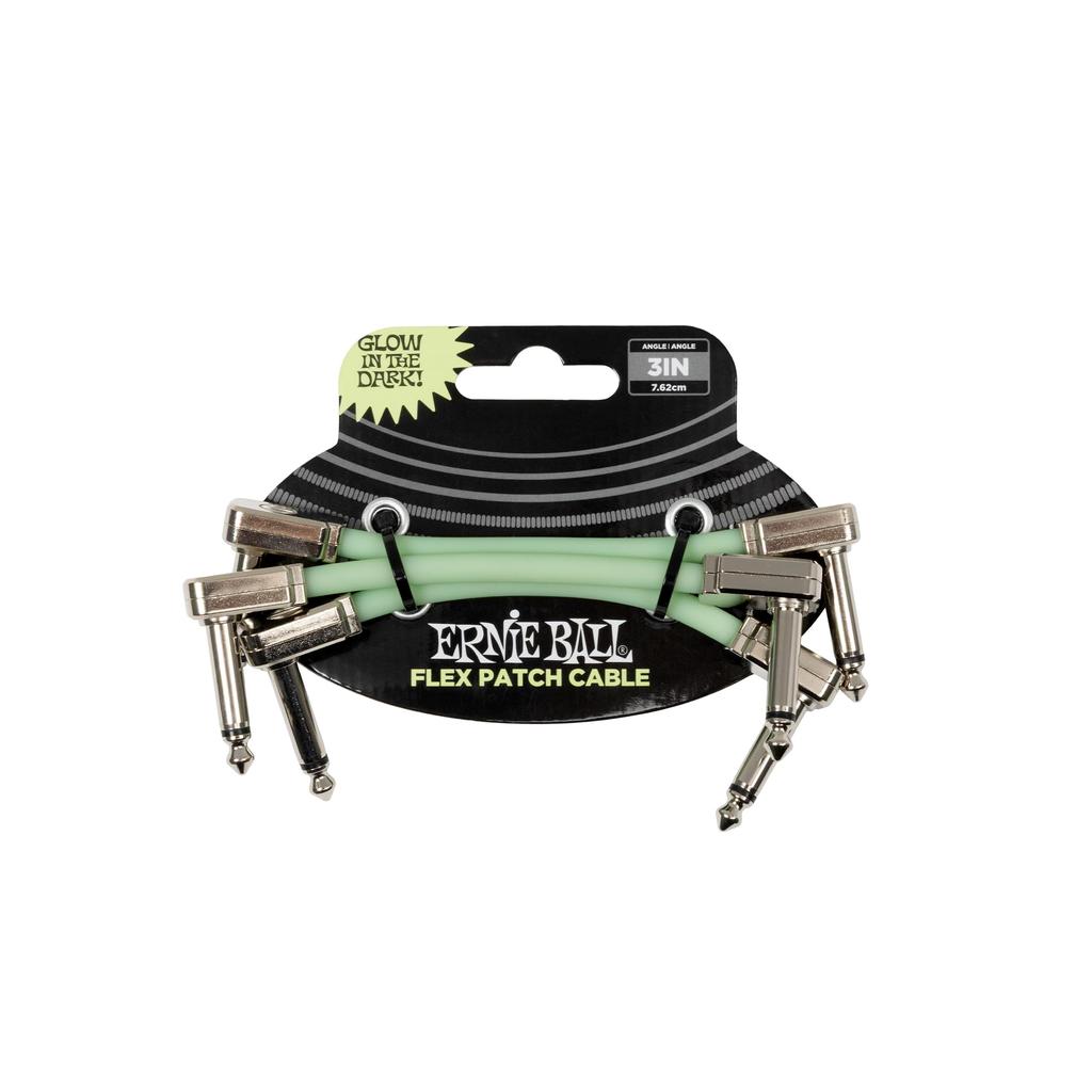 ERNIE BALL Flex Patch Cables 6474 for Glow-in-the-Dark 3-inch (7.6cm) Guitar/Bass, 3-Pack