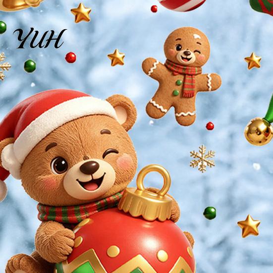 Electrostatic Glass Decals for Holidays 2PCS Christmas Window Static Sticker, Cute Cartoon Elves And Bears Winter Holiday Decorations Print,