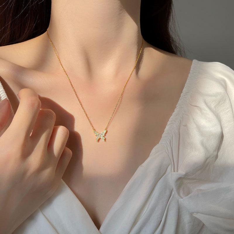 Schmetterlingshalskette, Nischendesign, exquisite Halskette, weibliches Temperament, Schlüsselbeinkette, neuer Stil