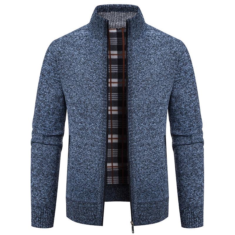 Мужской вязаный кардиган свитер на флисовой подкладке в корейском стиле ОсеньЗима 2024 Трендовая теплая верхняя одежда 2XL 2625₽
