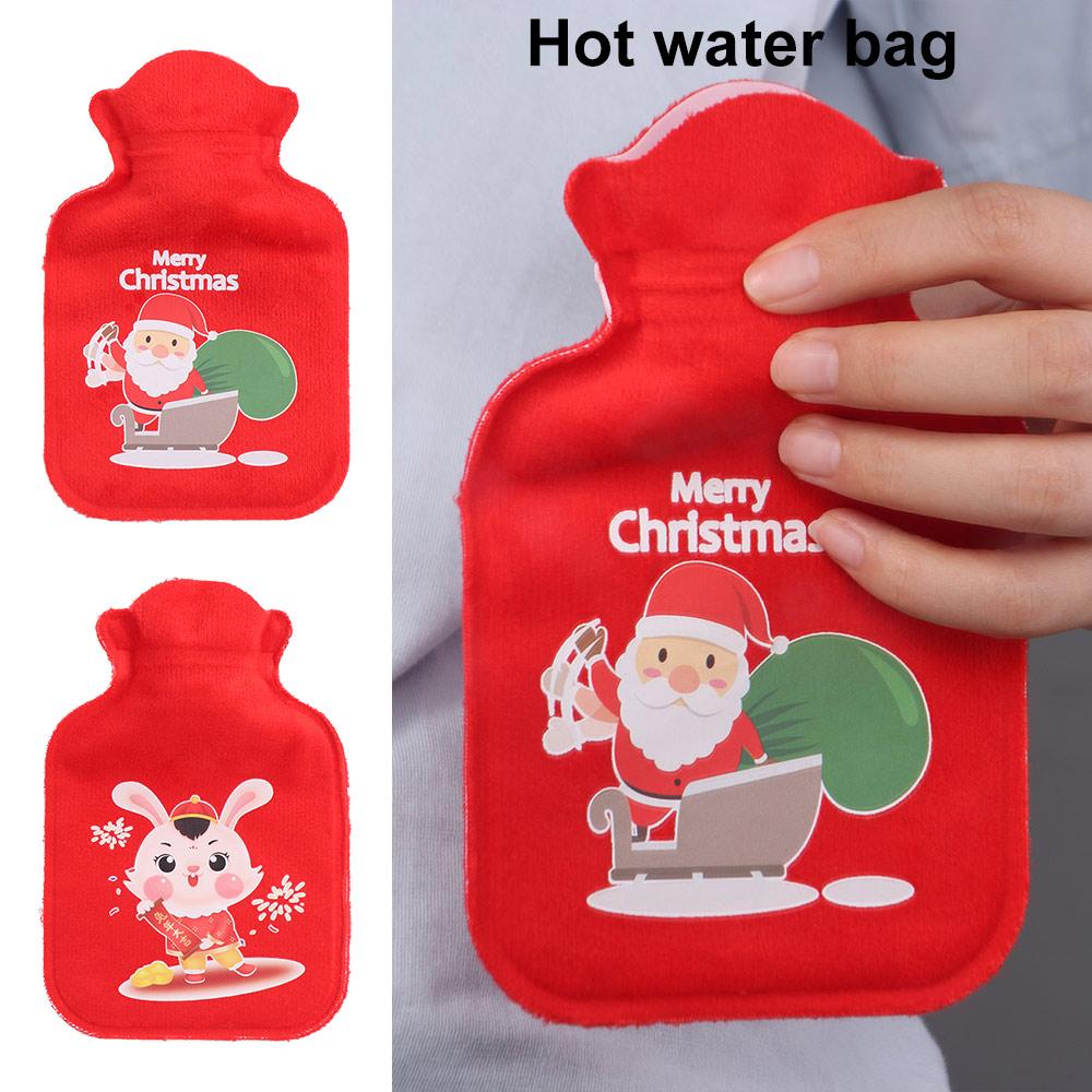 Prezent Świąteczny Kreskówkowy Świąteczny Termofor na Gorącą Wodę Szczelny Święty Mikołaj Łoś Mini Termofory Miękki Czerwony Ogrzewacz do Rąk Zima