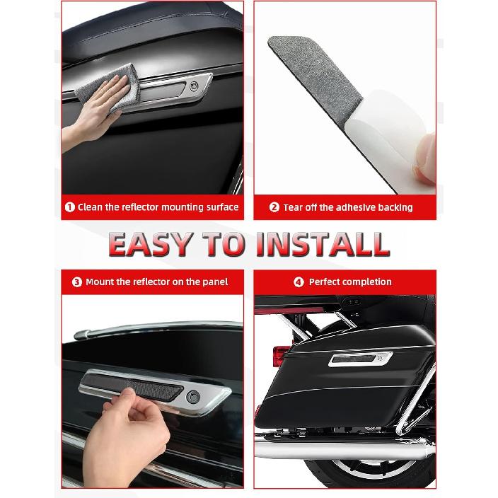 Amazicha Black Reflectors Hard Saddle Bag Latch Cover Reflectors Compatible for Harley Touring Street Glide Electra Glide Road Glide Road King