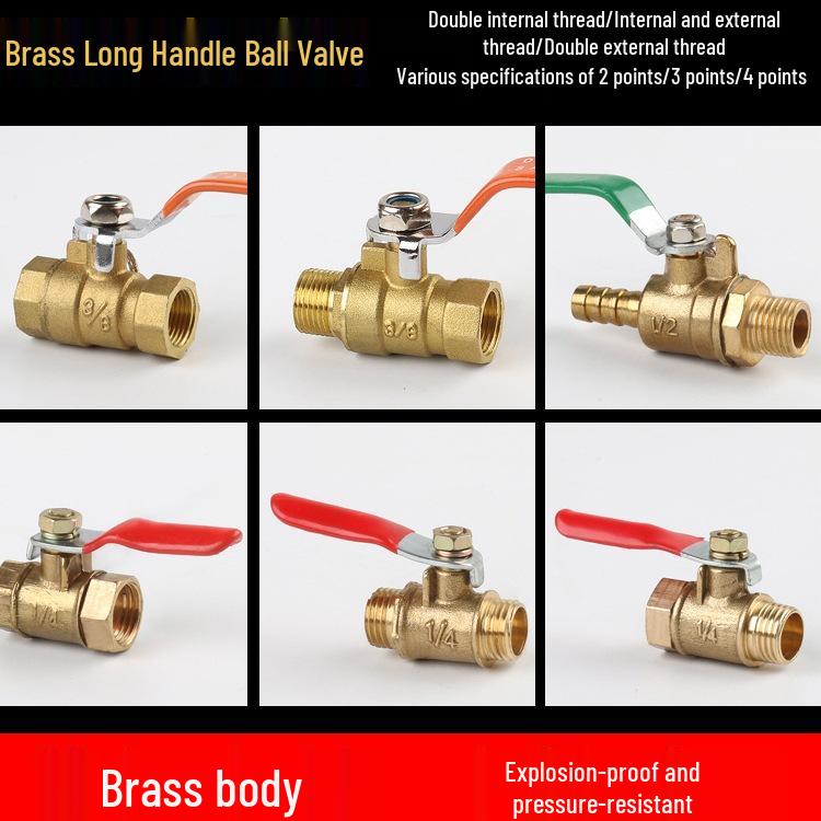 1/2'' Thickened Copper Ball Valve with Pneumatic Female & Male Threads for Water & Air Compressor Systems