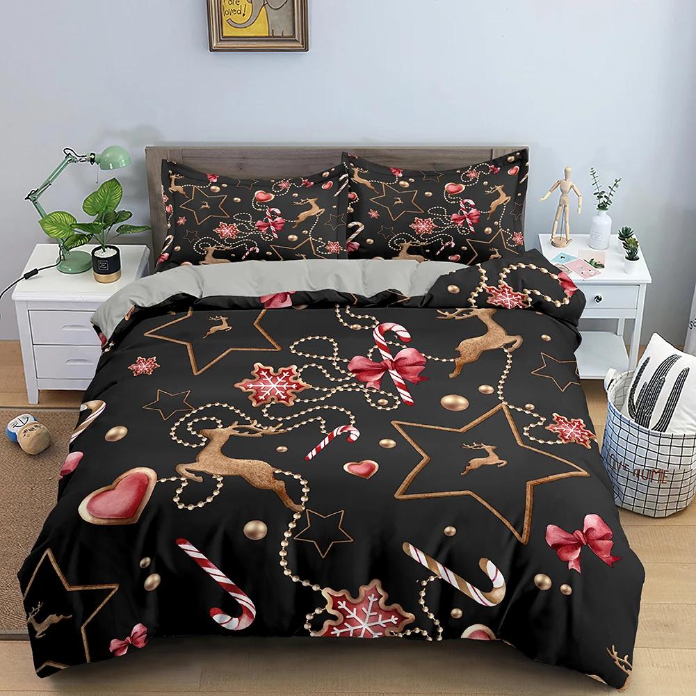 Red Merry Christmas King Queen Duvet Cover Kids Christmas Quilt Cover Santa Claus Bedding Set 1/2Pcs Microfiber Comforter Cover