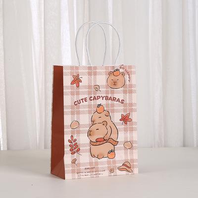 12/24PCS Cute Animal Capybara Theme Paper Gift Packing Bags Cartoon Candy Shopping Bag for Kids Birthday Baby Shower Party Decor