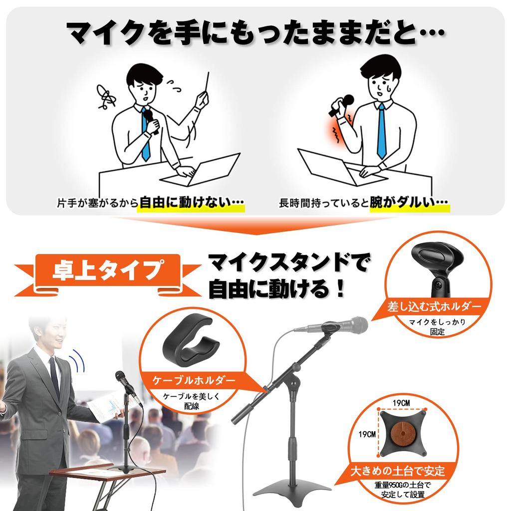 EMART Microphone Stand, Desktop Microphone Stand with Adjustable Angle and Height, Extendable and Foldable, Stable Stand Microphone for Live