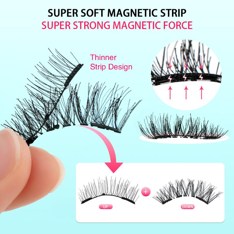 Reusable Magnetic Eyelashes No Glue Needed 3D Natural Look Curly Magnetic False Eyelashes Easy Apply Lashes Kit For Eye Makeup