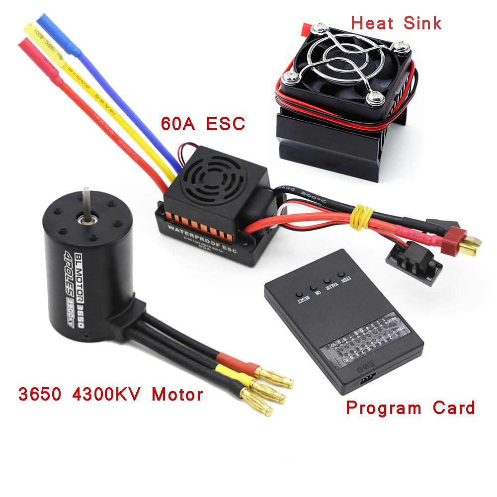 Motor RC Impermeabil 3650 3100KV 3900KV 4300KV KV5200 Motor Fără Perii cu Placă de Programare ESC 60A Combo pentru Mașină Camion Jucărie RC 1/10