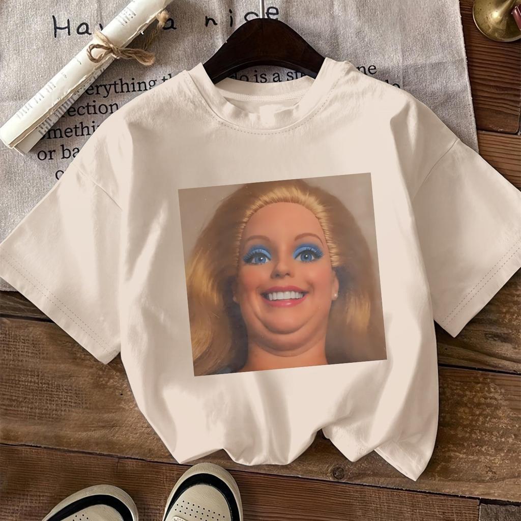 2026 Summer Retro Womens Funny Chubby Baby Face Print TShirt Unisex Cotton and Breathable Short Sleeve Oversized Loose Casual