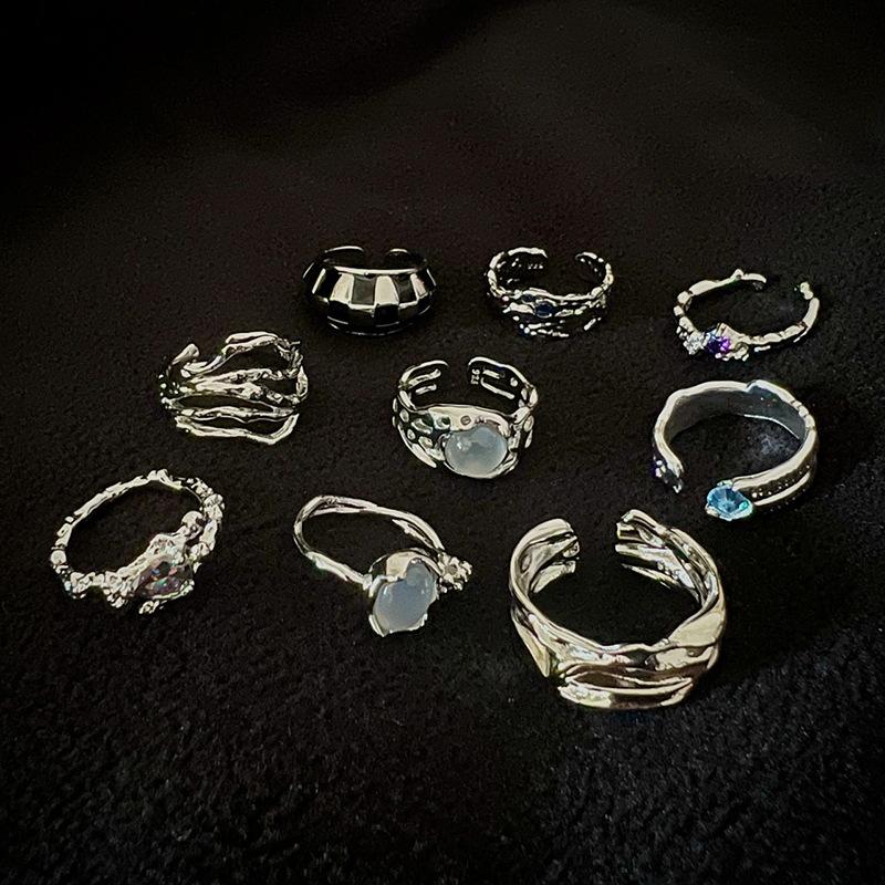 Nische Design Sinn Kalter Wind Hoher Sinn Unregelmäßig Schlicht Zirkon Persönlichkeit Damen Offener Zeigefingerring