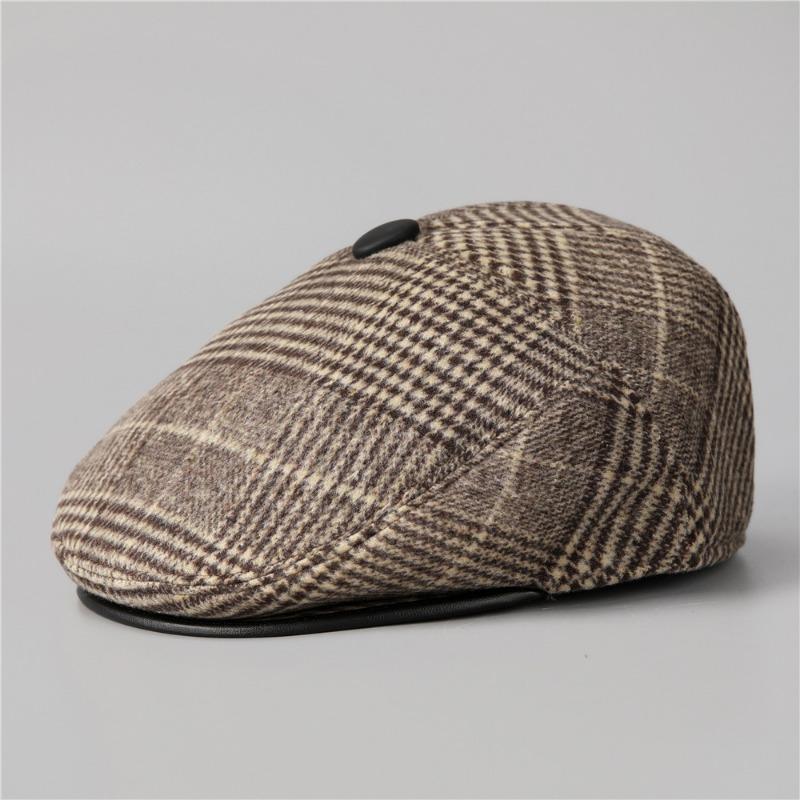 

Кепка мужская осенне-зимняя старая шляпа дедушки берет флис теплая кепка вперед L（58-60cm） темно-коричневого