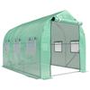 Garden Tunnel Greenhouse Tunnel Greenhouses 6 m² with 6 Windows Zipped Door PE Cover Galvanised Iron Structure Green