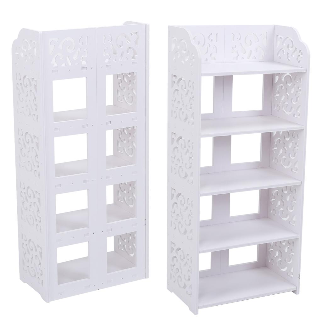 5 Półek Biały Ażurowy Stojak na Buty Półka Organizer do Przechowywania