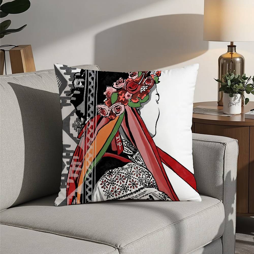 Tradycyjna Ukraińska Poszewka na Poduszkę Dekoracyjna na Kanapę Domowa Dwustronny Nadruk Krótki Plusz Poszewka na Poduszkę Poduszkę Prezent Świąteczny