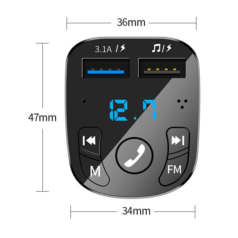 Bluetooth-compatible 5.0 FMTransmitter Car Kit MP3 ModulatorPlayer Wireless Handsfree AudioReceiver Dual UsB Fast Charger