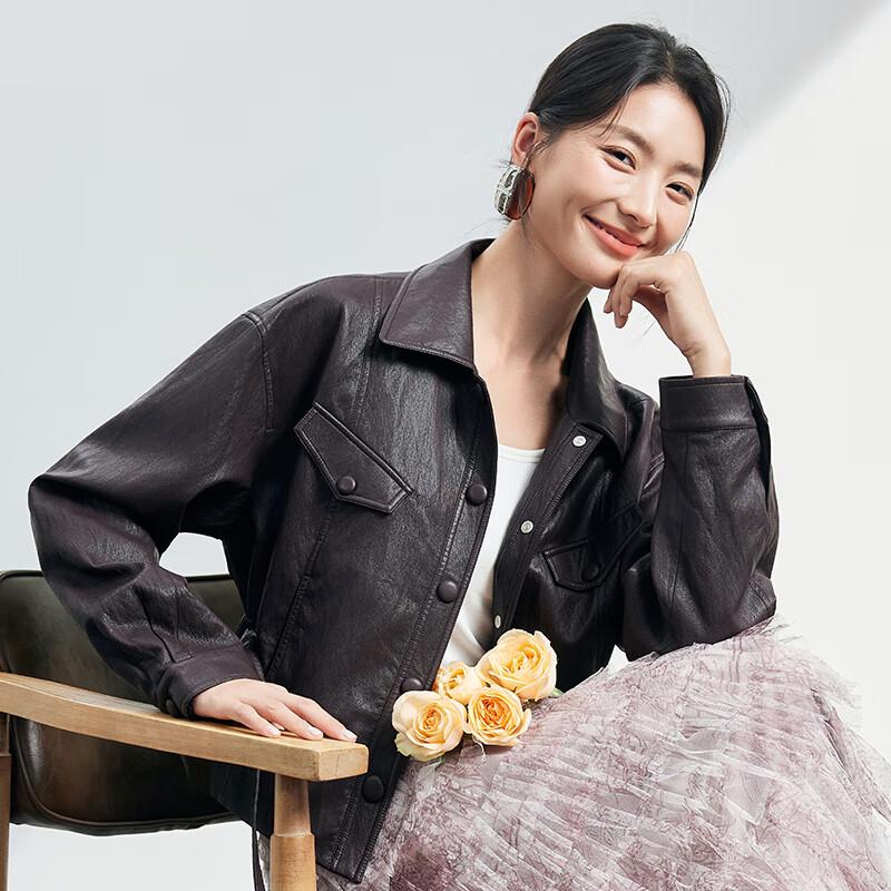 JOY SPEAKER Women's Short PU Leather Jacket