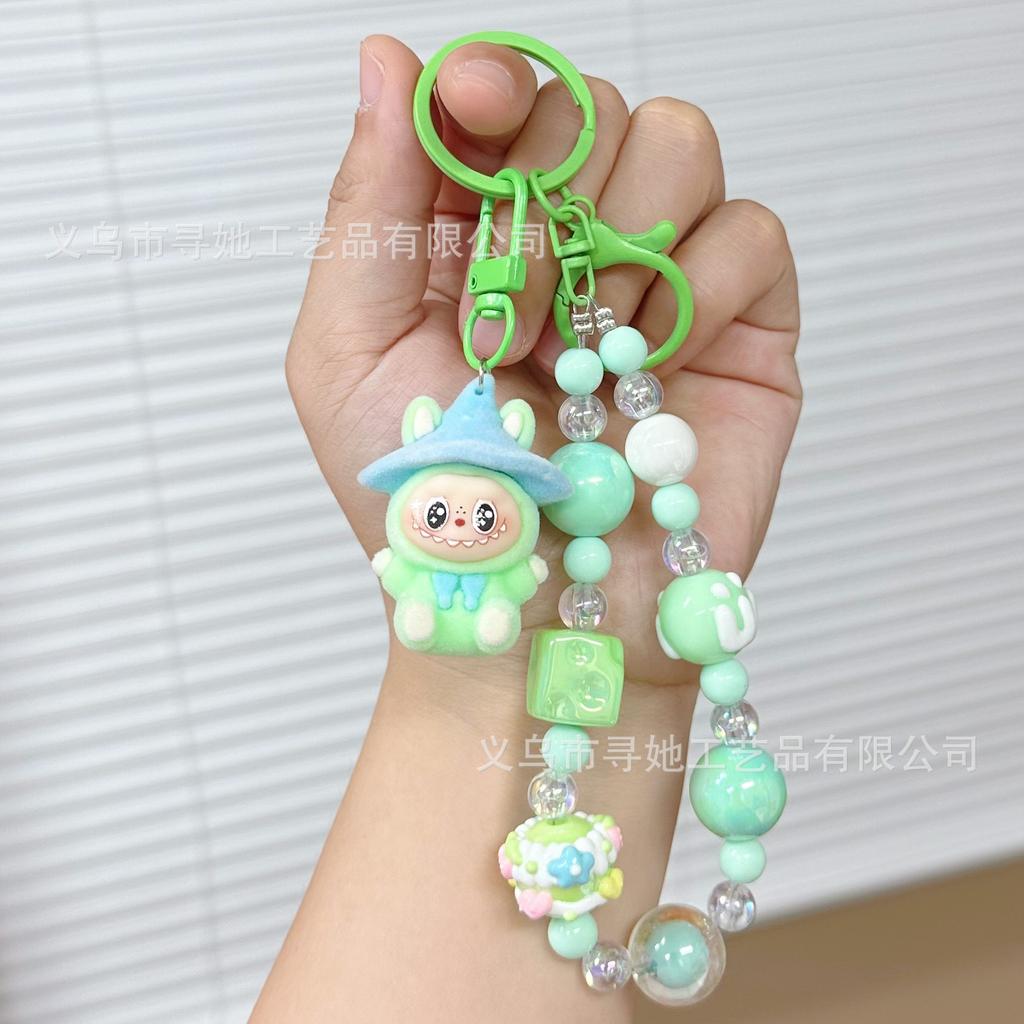 Creative Cartoon Doll Beaded Mobile Phone Chain Keychain Women's School Bag Couple Car Key Chain Bag Pendant