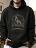 Vintage Style Hoodie, Howling Wolf Mountain Graphic, Outdoor Adventure Fall Winter, Gift for Hikers And Nature Lovers