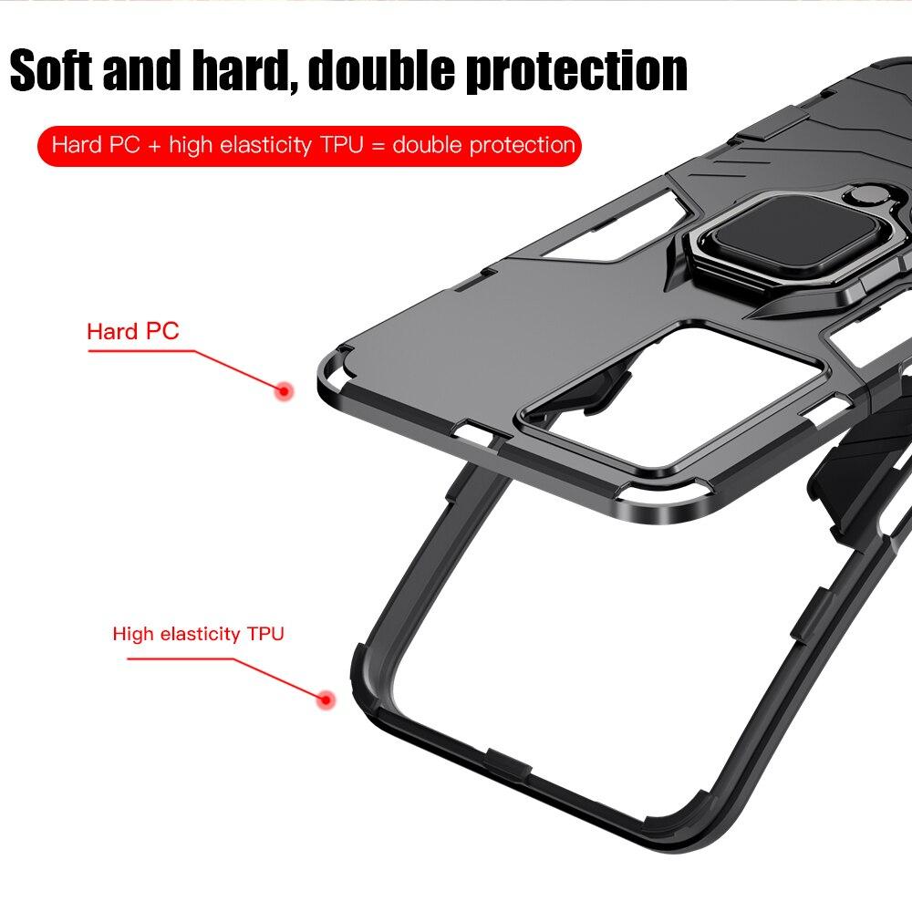 KEYSION Shockproof Armor Case for OPPO A77 5G A57 4G Silicone+PC Metal Ring Stand Phone Back Cover for Realme Q5i V23 5G