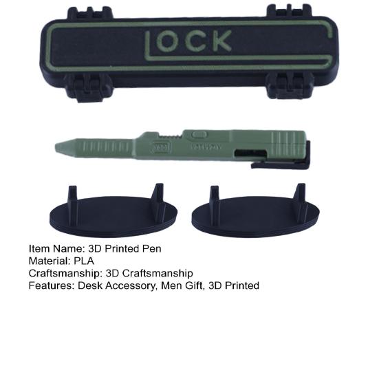 Tactical Slide Action Ballpoint Pen with Storage Box Display Stand Refillable 3D Printed Ink Pen Writing Tool Desk Accessory Men Gift