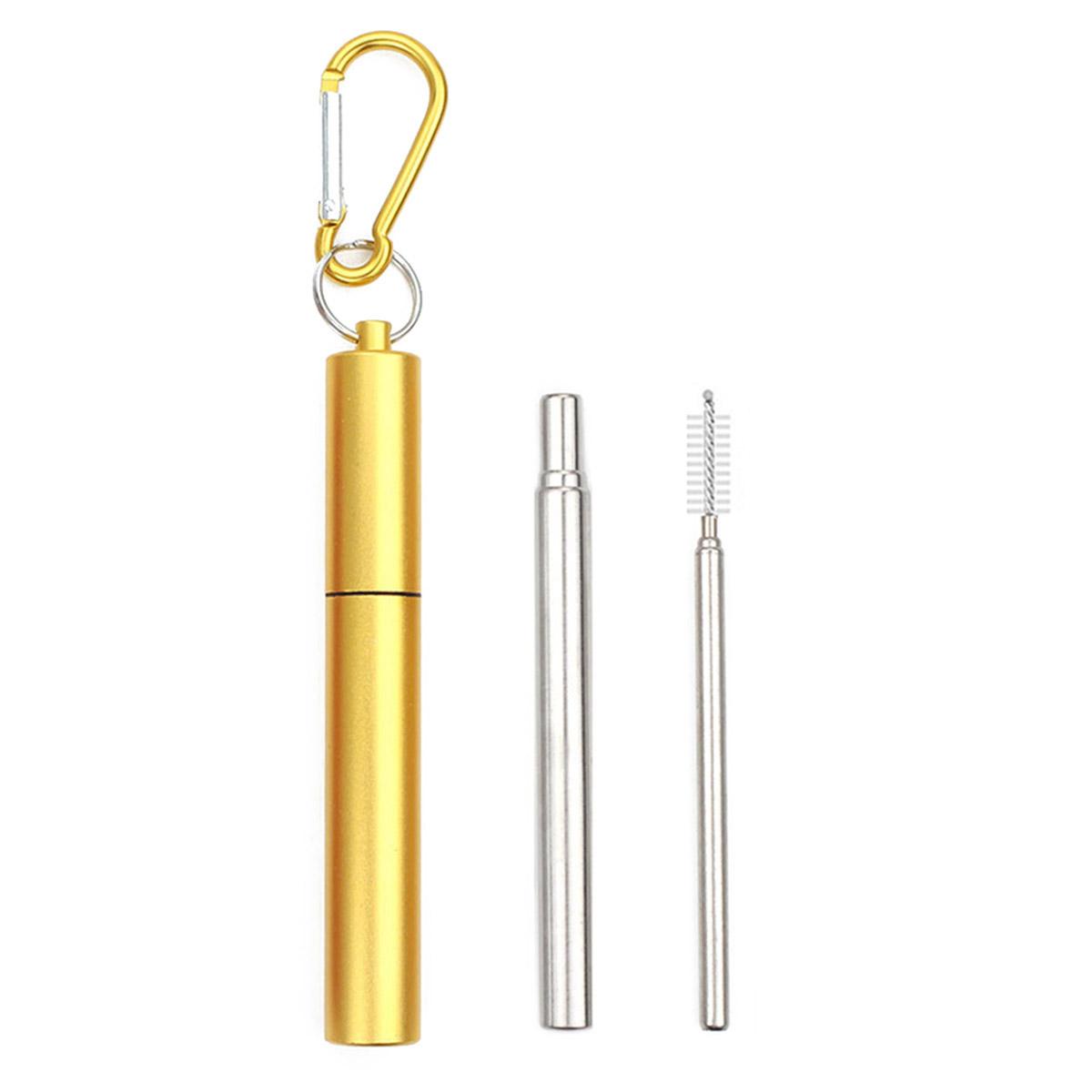 

Telescopic Drinking Straw Stainless Steel Portable Travel Straw Metal Reusable Straws With Brush Cocktails Tools Bar Accessories золотой