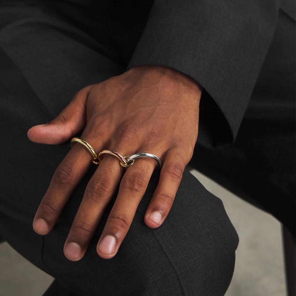 Luxury Cubic Zirconia Gold Plating Multilayer Connecting Rings for Women Fashion Mixed Color Stackable Finger Ring Party Jewelry