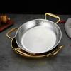 Stainless Steel Seafood Rice Pot Binaural Handle Stock Pot Hammer Grain Seafood Paella Pan  Cooking