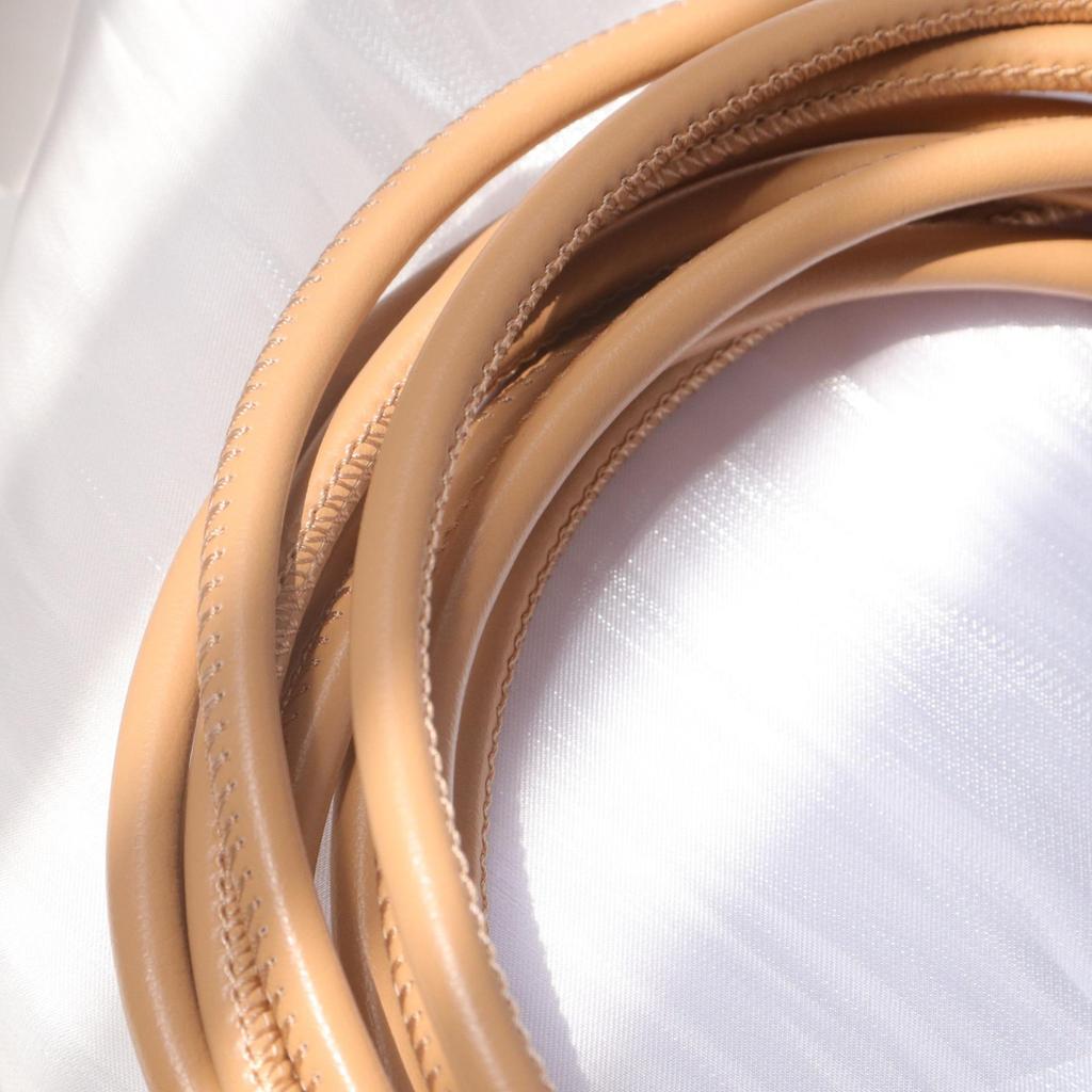 PU Leather Round Handle Strap with Lock Edge Stitching - DIY Traction Weaving Ornament E18