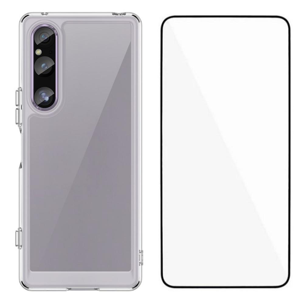 

WANLONFENG Серия MF для Sony Xperia 1 V Чехол ТПУ+Акрил Прозрачная накладка на телефон с пленкой из закаленного стекла A