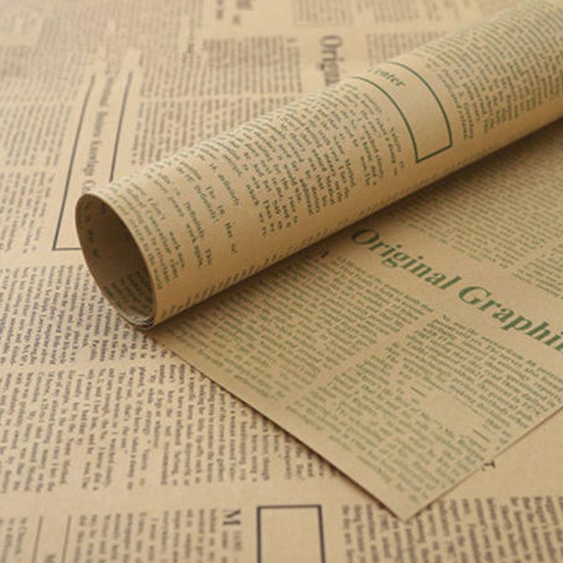 5 Blatt Vintage Englische Zeitung Kraftpapier Braun Kraft Außenverpackungspapier für Geschenkverpackung Blumenwickelpapier