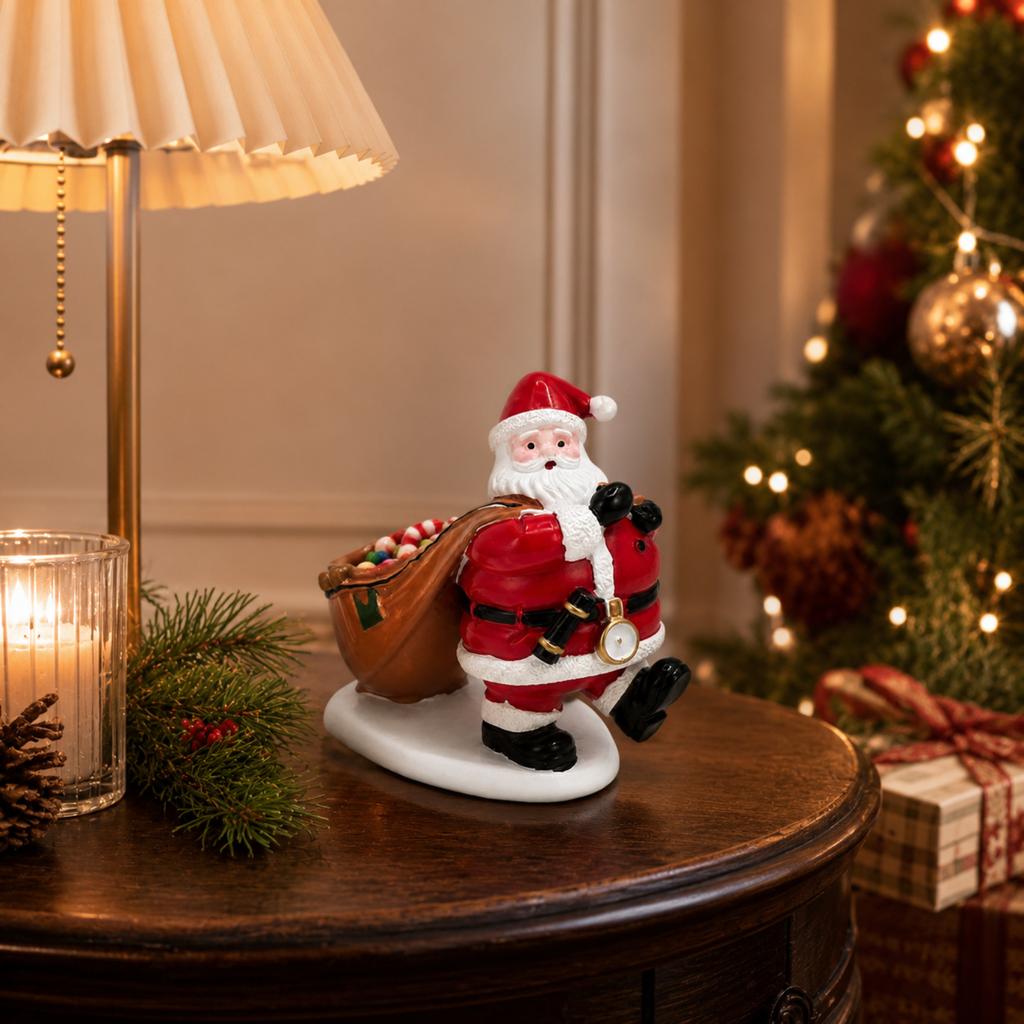 Resin Storage Figurine with Christmas Gift Bag Tray for Holiday Home Decor