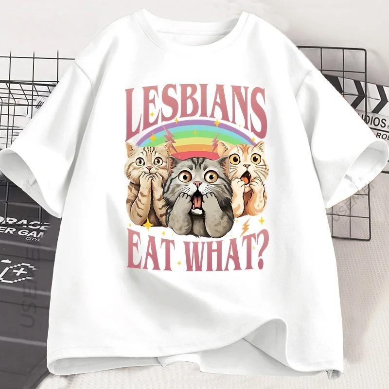 

Retro LGBT Eat What Cat Lesbian Pride Tshirt Funny Equal Rights Graphic Cat Tees Unisex Short Sleeve Tshirt Clothing 4XL