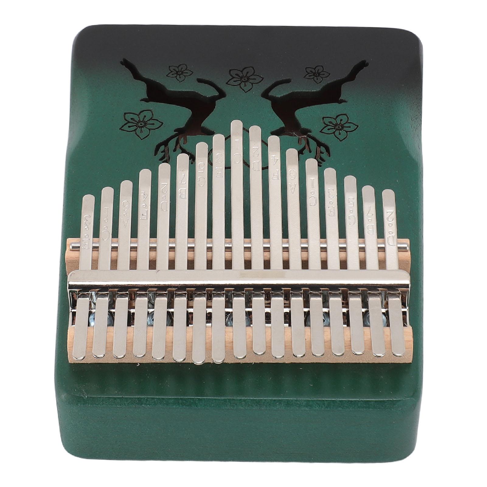 Finger Thumb Piano 17 Keys Exquisite Engraved Pattern Wood Kalimba Thumb Piano Musical Instrument
