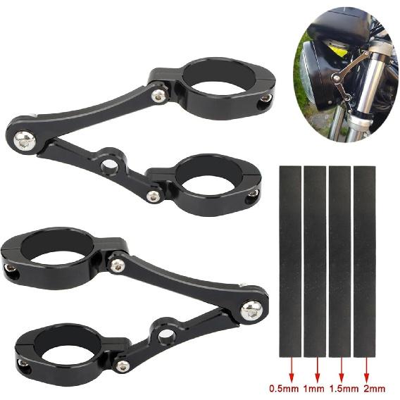 33mm-58mm Uchwyt Reflektora Mocowanie Zacisk Rura Lagowa Uchwyt Lampy 54mm 49mm 45mm 41mm 37mm Motocykl Bobber Cafe Racer Uniwersalny(Pasuje do 45-49mm Czarny)