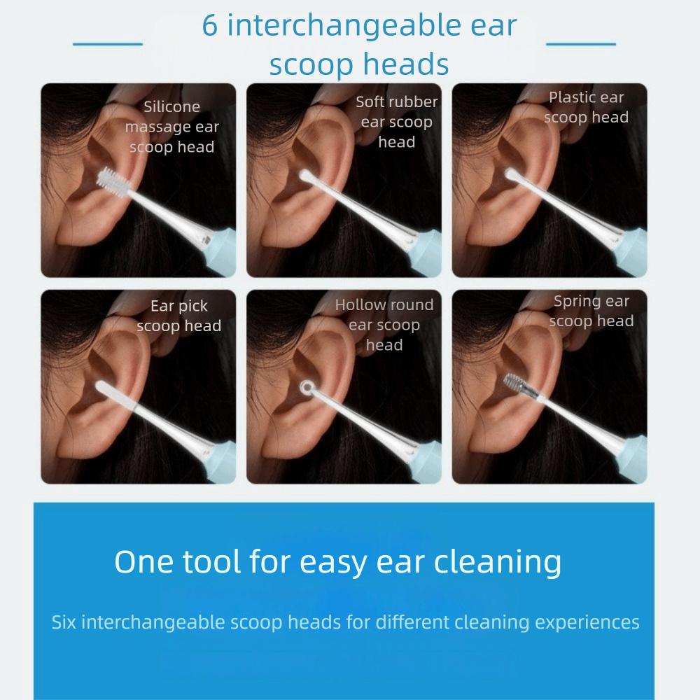 LED Light Baby Ear Cleaner 360 Degree Rotating USB Charging Luminous Ear Spoon Set Soft with Magnifying Luminous Ear Curette
