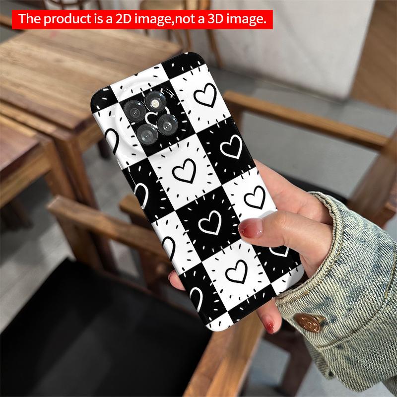 2DFlat Xiaomi Redmi phone caseBlack and White Heart Checkerboard Pattern Phone Casesuitable for Redmi Note 11 12 13 14 A3 K80 15 17 Ultra