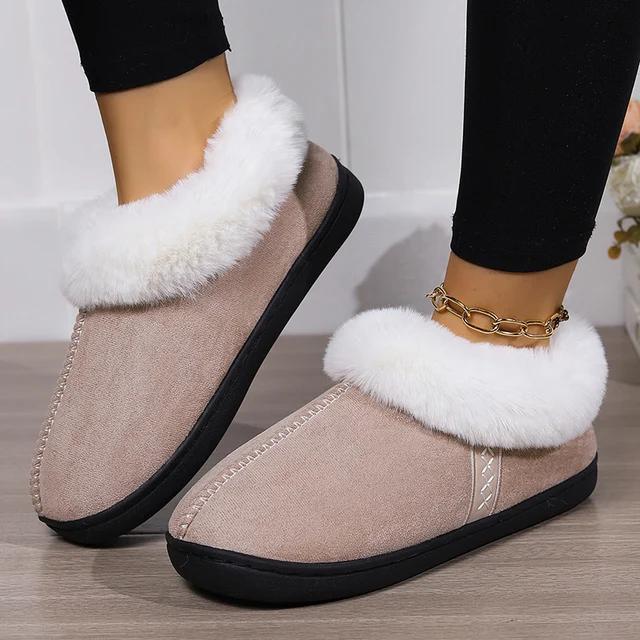 2025 Winter New Warm Fur Indoor Home Slippers for Women, Couple Slippers, Women's Soft Bottom Home Slippers, Large Size
