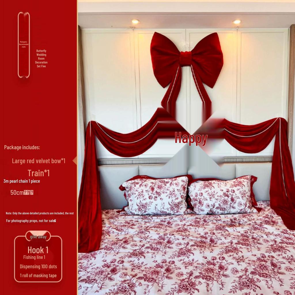 Extra Large Wedding Room Decoration Set: Bows & Streamers for Groom & Bride's Bedroom & Living Room Background