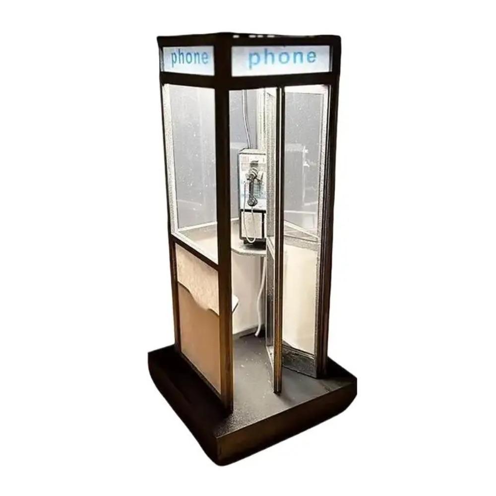 

Warm LED Light Telephone Booth Table Lamp Unique Decor Classic Phone Box Lamp Phonebooth Lamp Cafe чёрный