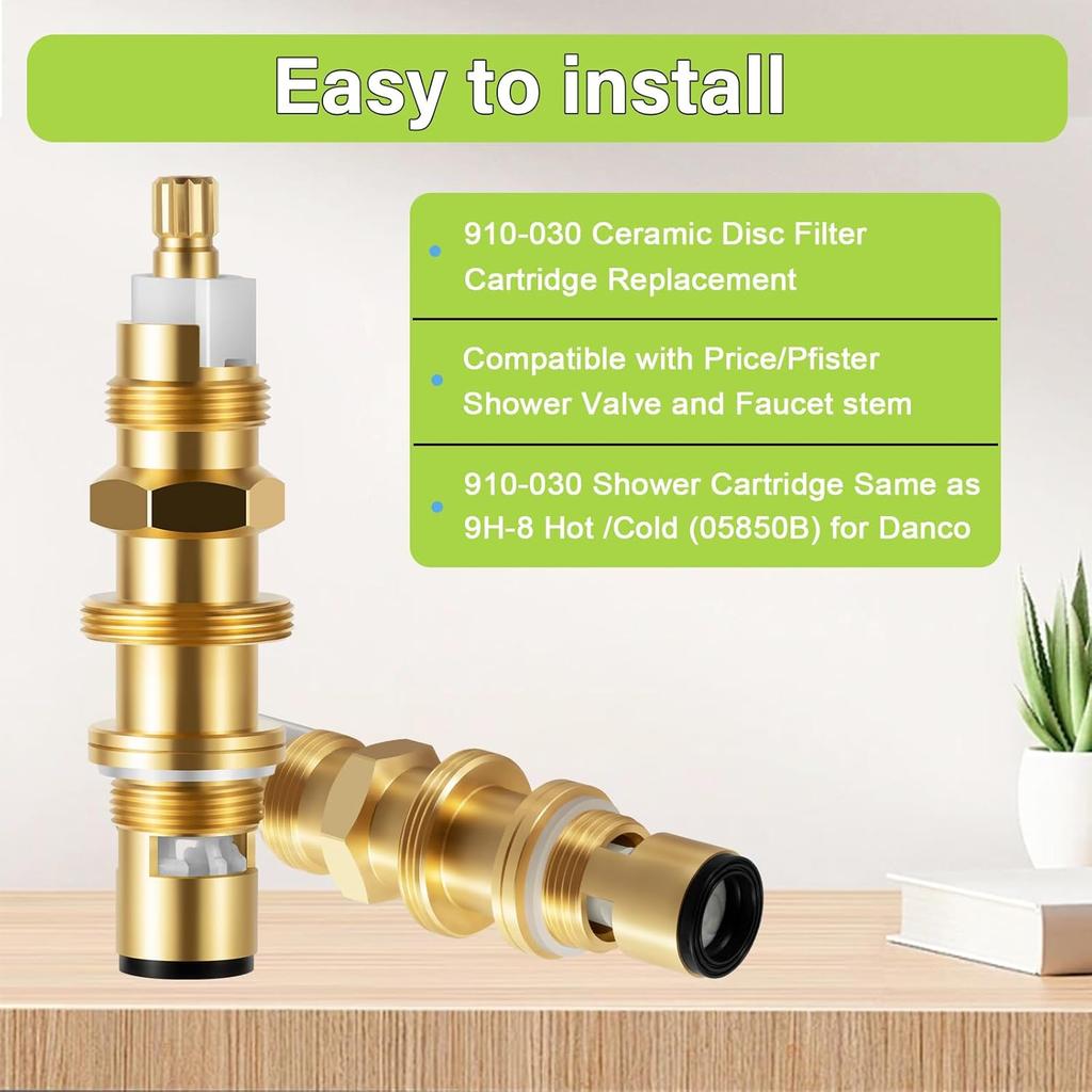 910-030 Ceramic Disc Cartridge Replacement, Compatible with Price/Pfister Shower and Faucet Stem, Shower Valve Cartridge for Tub and Shower Faucet,