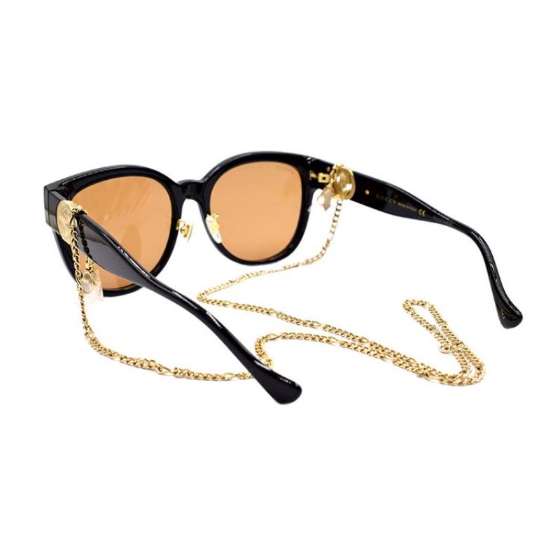 GUCCI Logo Cut-out Holiday Travel Plate Sunglasses Women's Black/Chain Terms