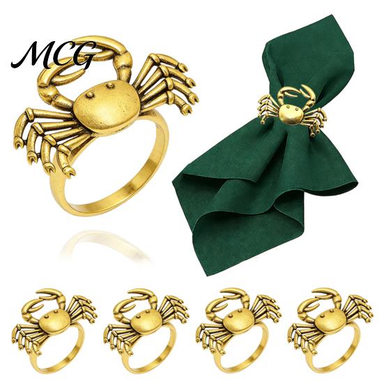 Fade Resistant Napkin Rings Crab Ring, Reusable Metal Holder, Coastal Sea Life Holder for Summer Gatherings Beach House Parties Wedding Decor