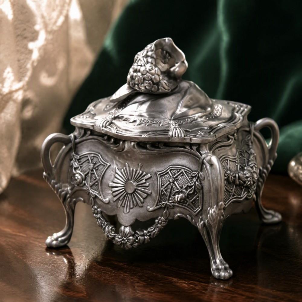 Antique Finish Trinket Case Four Footed Base Treasure Storage Case Vintage Jewelry Chest Birthday