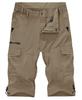 KEFITEVD Herren Outdoorhose, Wander-, Angel- und Radler-Shorts, Militärstil, Stretch, Khaki, Größe 2XL