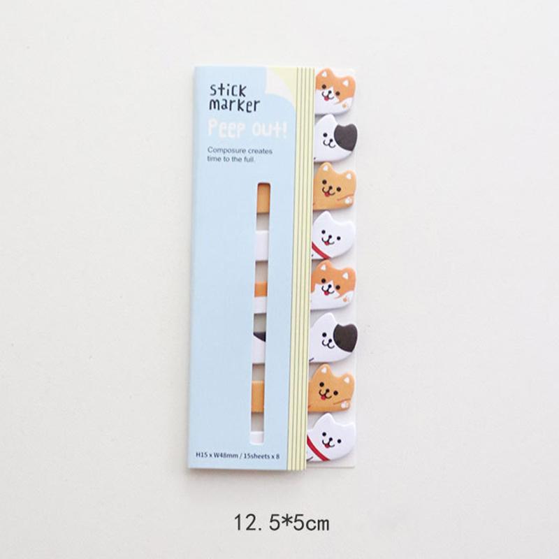 1 Piece Kawaii Stationery Cartoon Animals Marker Memo Pad Bookmark Flags Index Tab Sticky Notes Label Paper Stickers