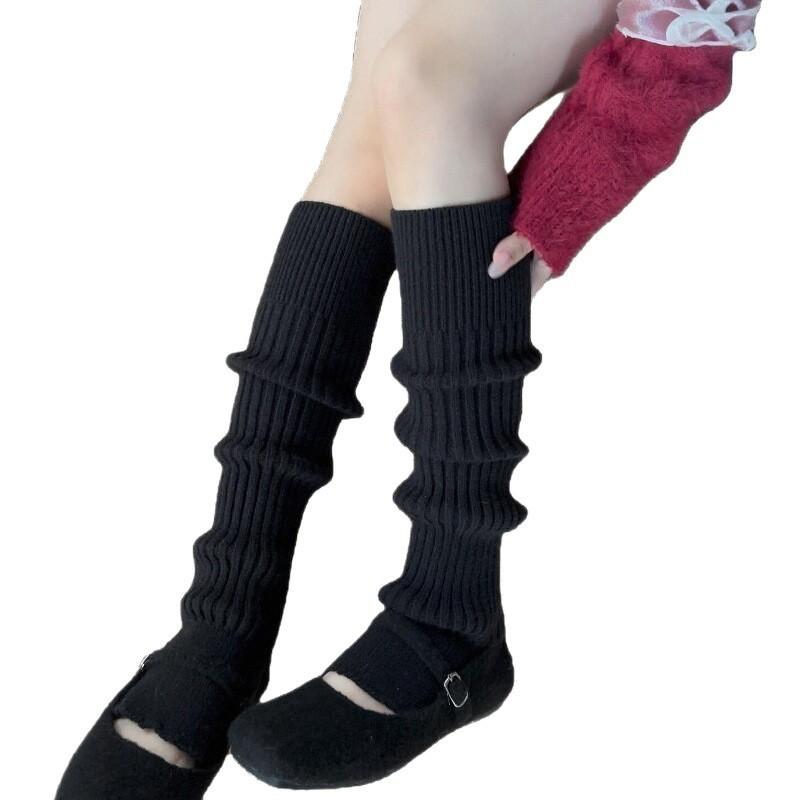 Womens Knee-High Knit Leg Warmers Warm Thick Cotton Socks Fall Winter Stylish Versatile