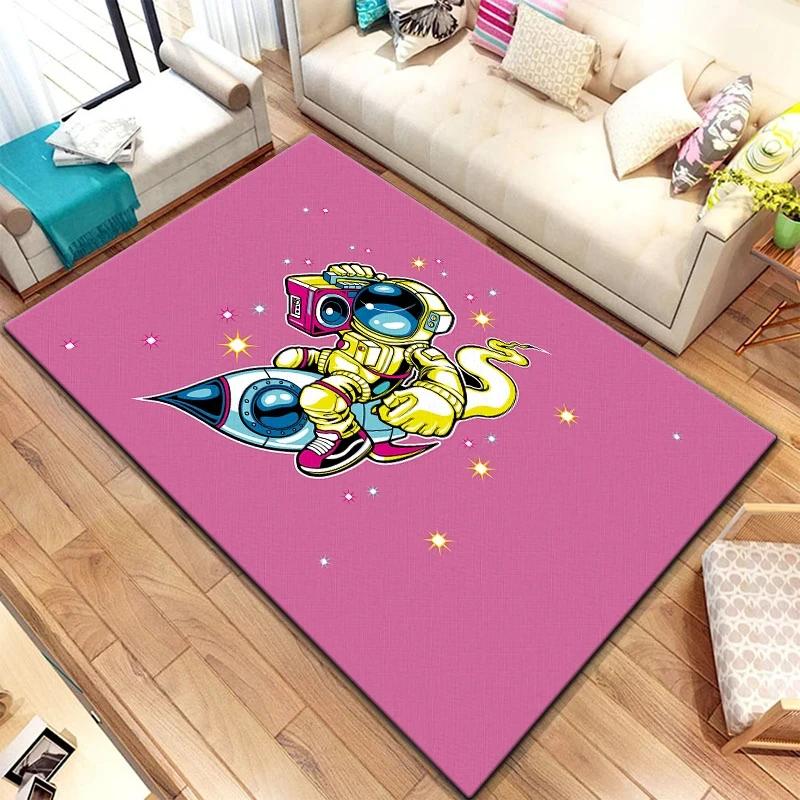 Astronaut Teppich Kinder Krabbelmatte Fußmatte Wohnzimmer Bereichsteppich Spielbereich Badezimmer Bodenmatte Bereichsteppich Yoga Wohnzimmer