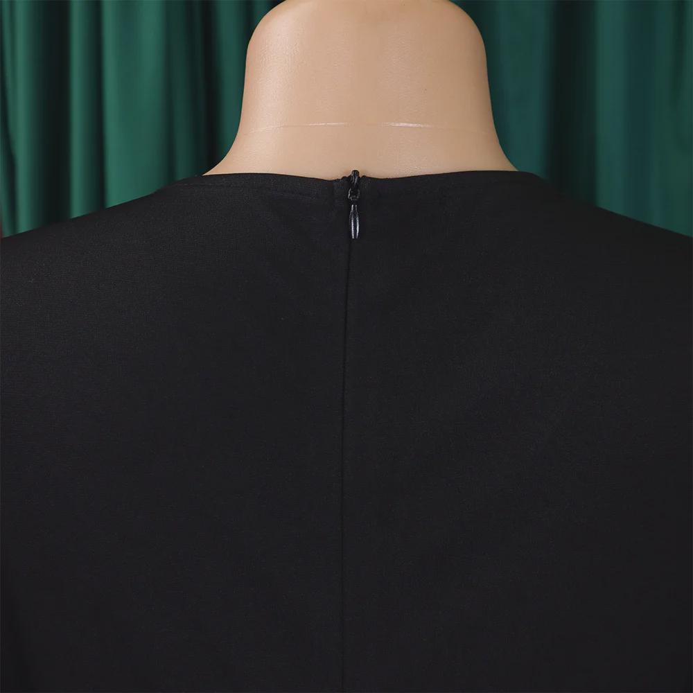 D411 Dámské letní šaty s nabíranými rukávy, výstřihem do V a obepínající boky - Profesionální OL styl pro africký, evropský a americký trh