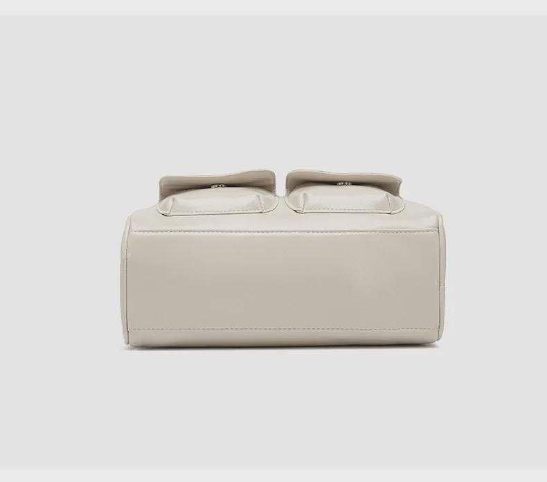 Xu Yunzhen Style Waxed Leather Multi-Pocket Shoulder Bag